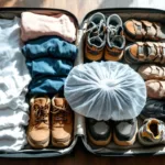 entdecke, warum eine duschhaube im koffer deine kleidung effektiv vor schmutzigen schuhen schützt und so für saubere kleidung auf reisen sorgt.